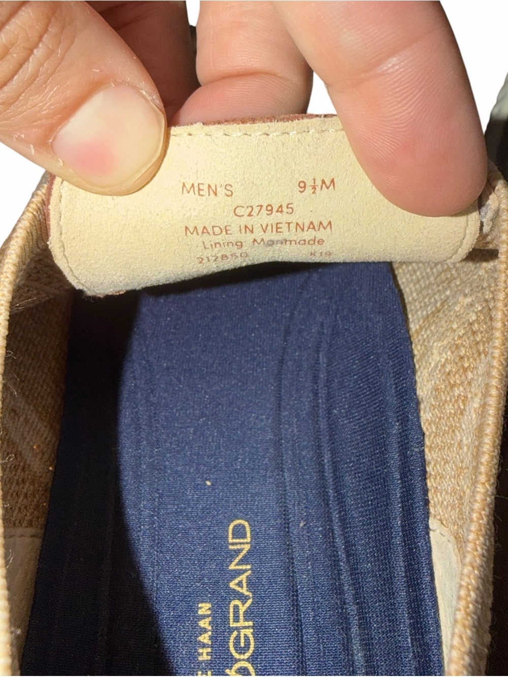 Cole Haan 2.ZEROGRAND Stitchlite Wingtip Oxford Men's Size 9.5 Tan Beige Knit - Picture 7 of 7